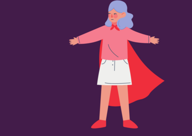 illustratie van een vrouw met een rode cape